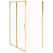 Cabina doccia moderna in vetro temperato con porta singola e profili in alluminio dorato 90 x 120 x 190 cm