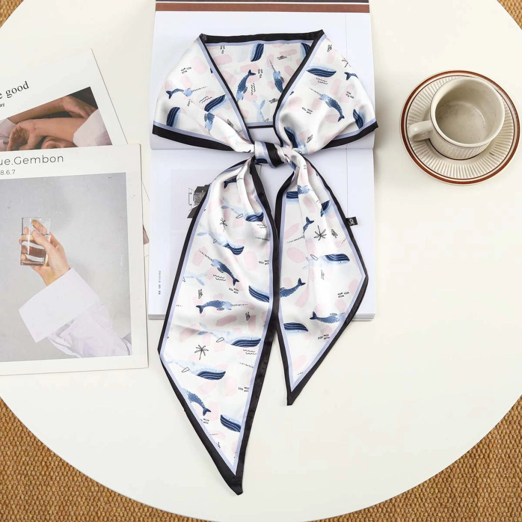 Nuova fascia per capelli alla moda con decorazioni in seta, piccola sciarpa, elastico per capelli, foulard, cintura