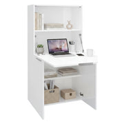 Atroc, Scrivania Modulabile Made in Italy, 70x35x140h cm Bianco Lucido