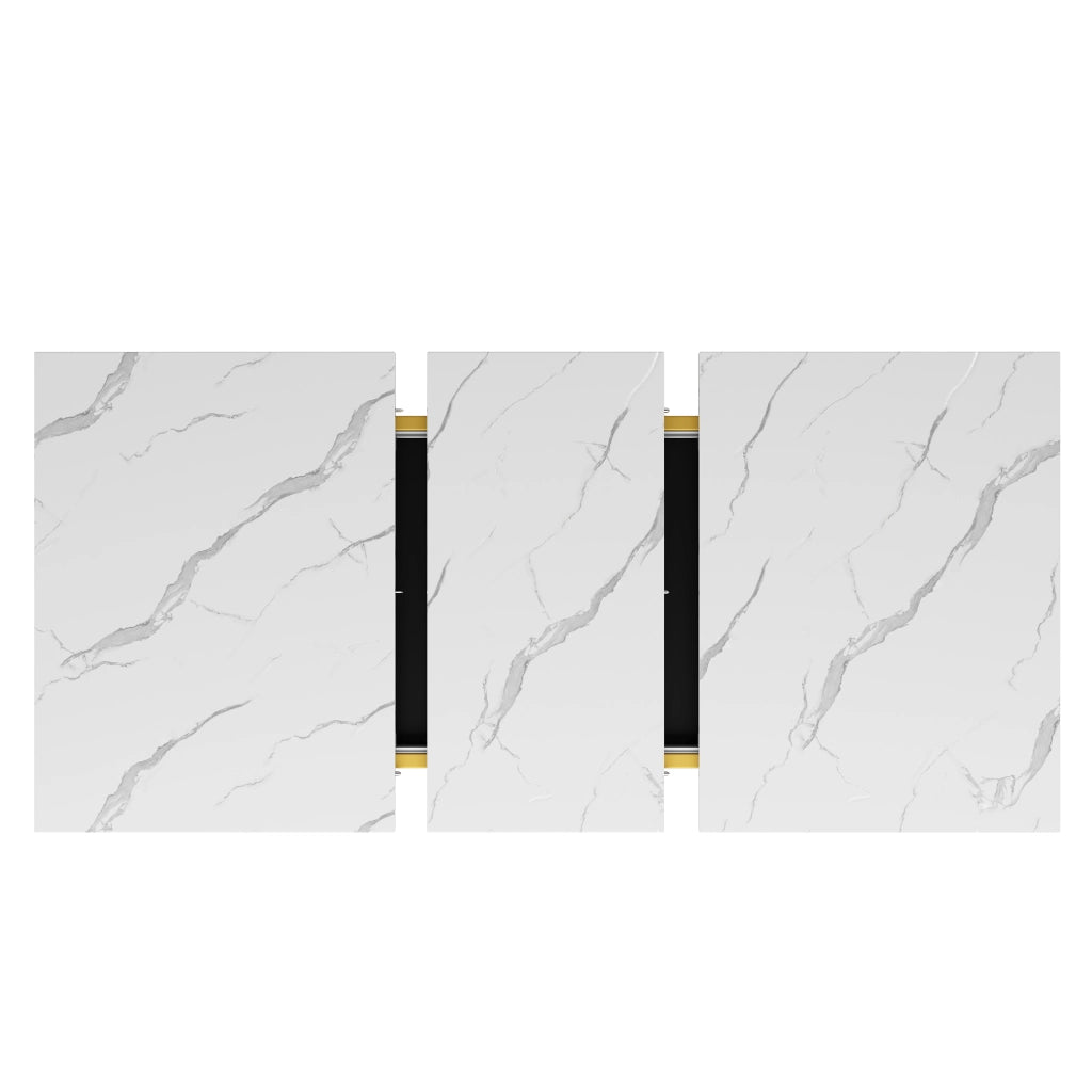 Tavolo da pranzo allungabile in MDF effetto marmo con guide in metallo per cucina e soggiorno nero 120 × 80 × 75,4 cm
