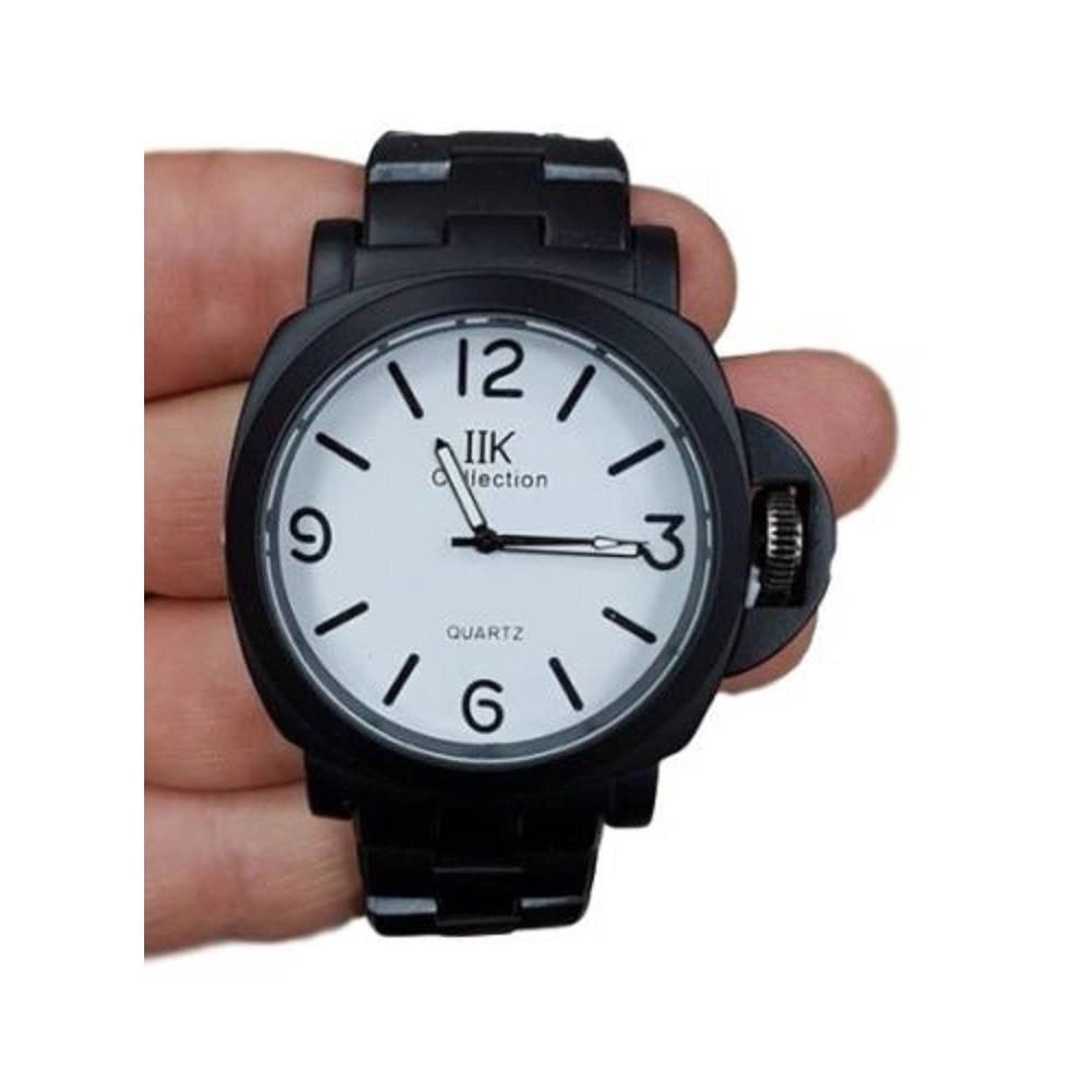 Trade Shop - Orologio Da Polso Ik Collection Uomo Analogico Quarzo Grande Nero Fondo Bianco -