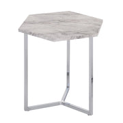 Tavolino Hexa Bianco+cromato 48x41x46
