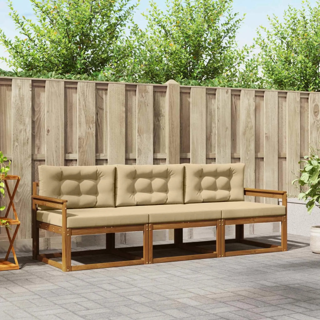 Set di divani da esterno con cuscino 3 pcs Naturale e Beige 3367116