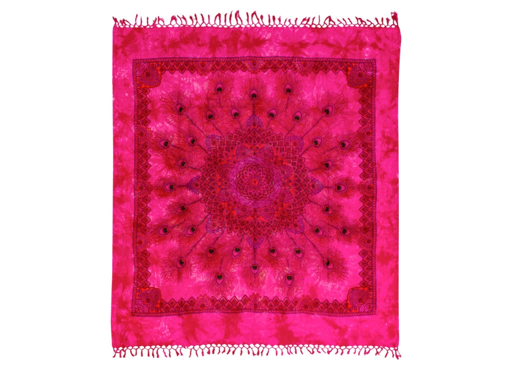 Telo Mare Spiaggia Grande Antisabbia Parasole Modello Batik Piuma - Piuma - Fucsia