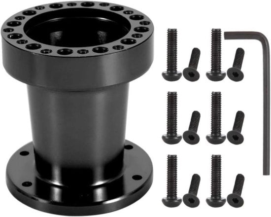 Adattatore di sterzo universale per auto - Regolatore di distanza - Nero - Alluminio - Accessori di sterzo - Adatto a qualsiasi auto - 3 pollici