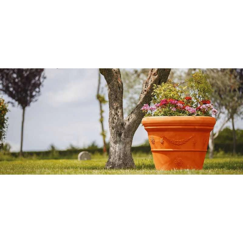 Vaso decorativo classico tradizionale Ø45 H36,5 in polimero resistente terracotta per piante per giardini e terrazze - Made in Italy - Monacis