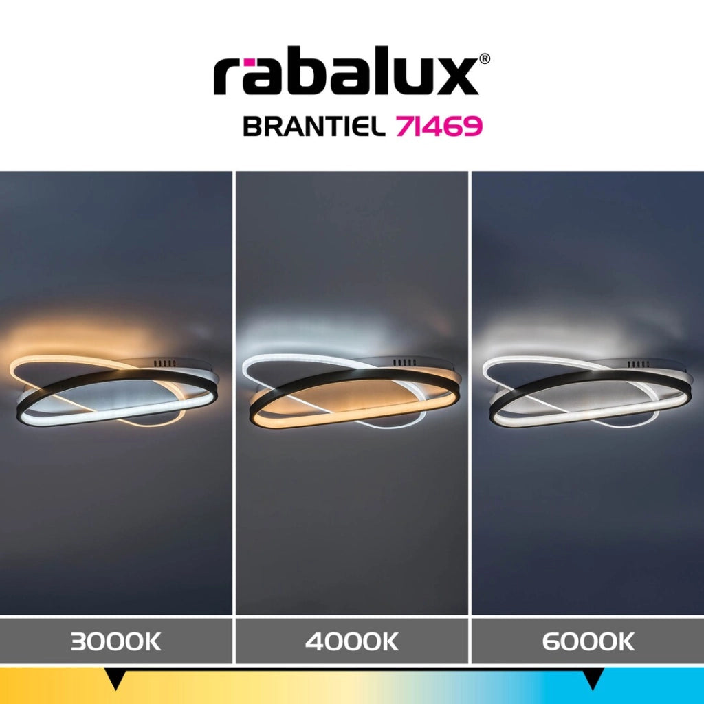 Plafoniera LED dimmerabile Brantiel bianco nero 57W
