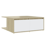 Tavolino salotto | Tavolino da caff¨¨ | Tavolino da Soggiorno Bianco e Rovere Sonoma 80x80x31cm Multistrato