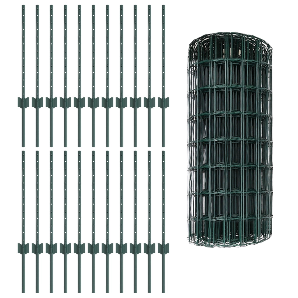 Cancello Euro con 22 Posti Verde 0,6x50 m Acciaio