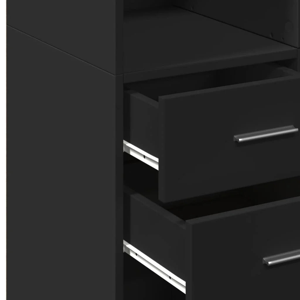 Buffet credenza cassettiera mobiletto mobile contenitore organizer per cucina soggiorno salotto alto 70 x 42,5 x 185 cm legno ingegnerizzato nero 02_0035127