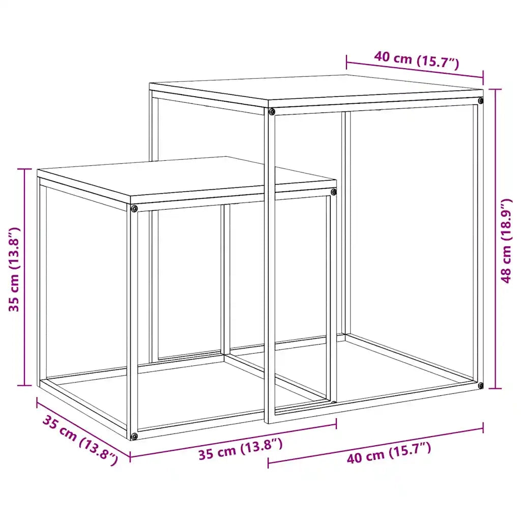 Set di Tavolini 2 pz in Legno Multistrato e Metallo 343113