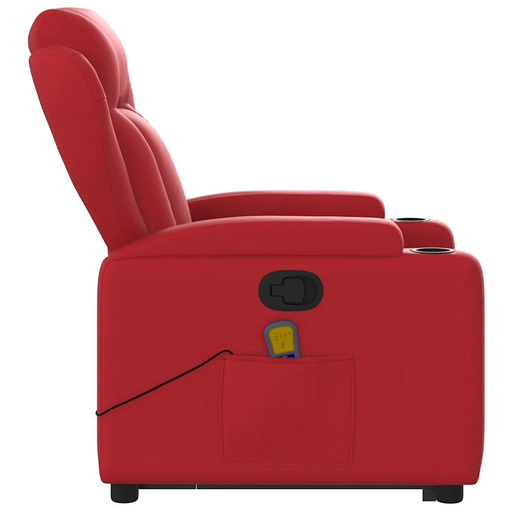 Poltrona | Sedia Relax Alzapersona Reclinabile Massaggio Rosso in Similpelle
