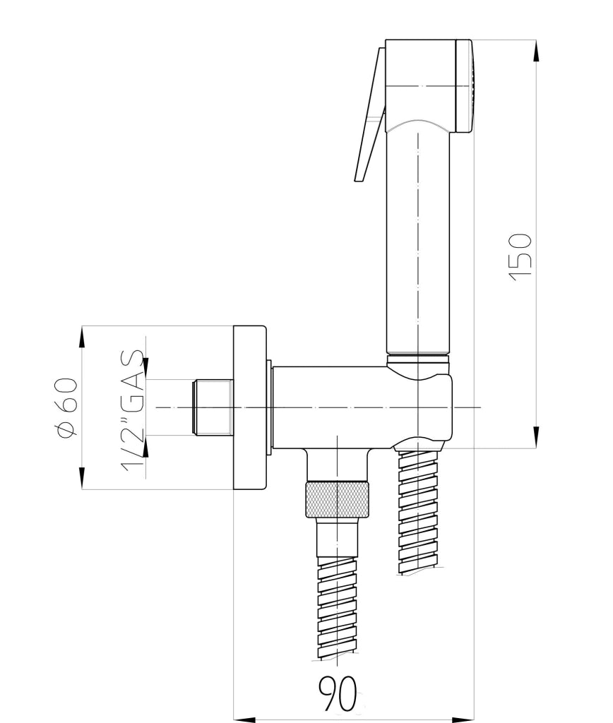 Set idroscopino , doccetta wc kit completo con flessibile silver 120 cm