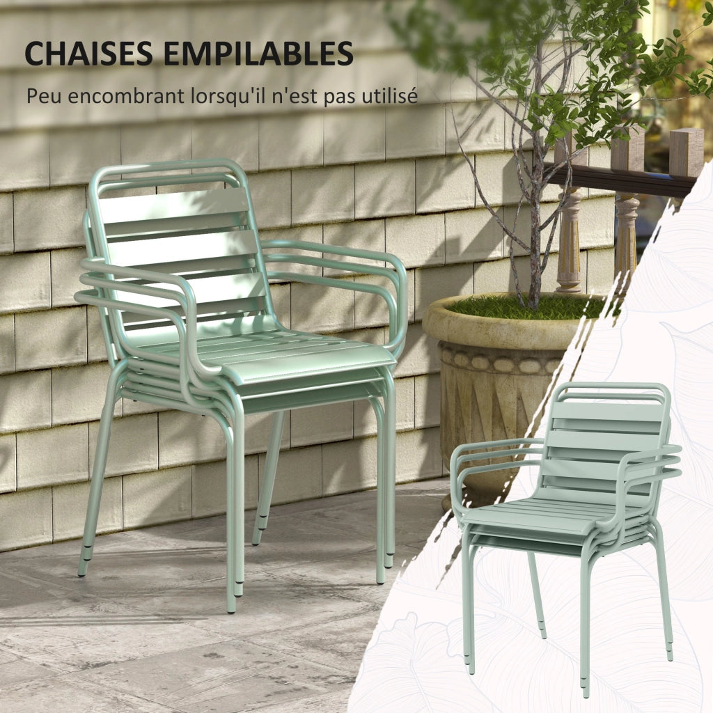 Set tavolo e sedie da giardino 5 pezzi ¨C zephmum ¨C verde chiaro, acciaio