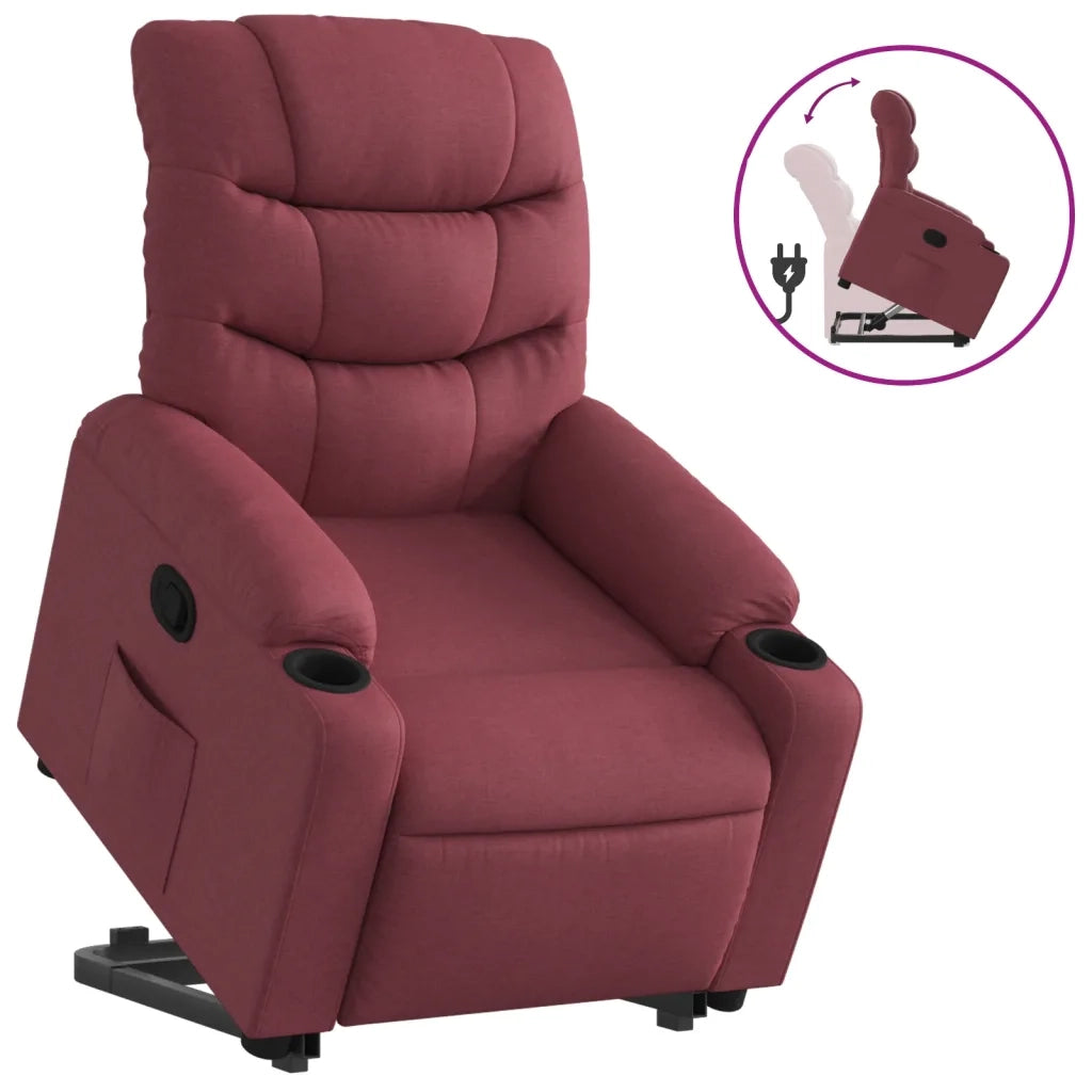 Poltrona | Sedia Relax Alzapersona Reclinabile Rosso Vino in Tessuto