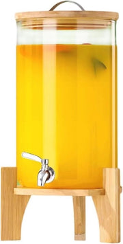 Dispensatore verticale per bevande per feste - Elegante macchina per bevande fredde con standard in legno e rubinetto in acciaio inossidabile, capacità 7,5L