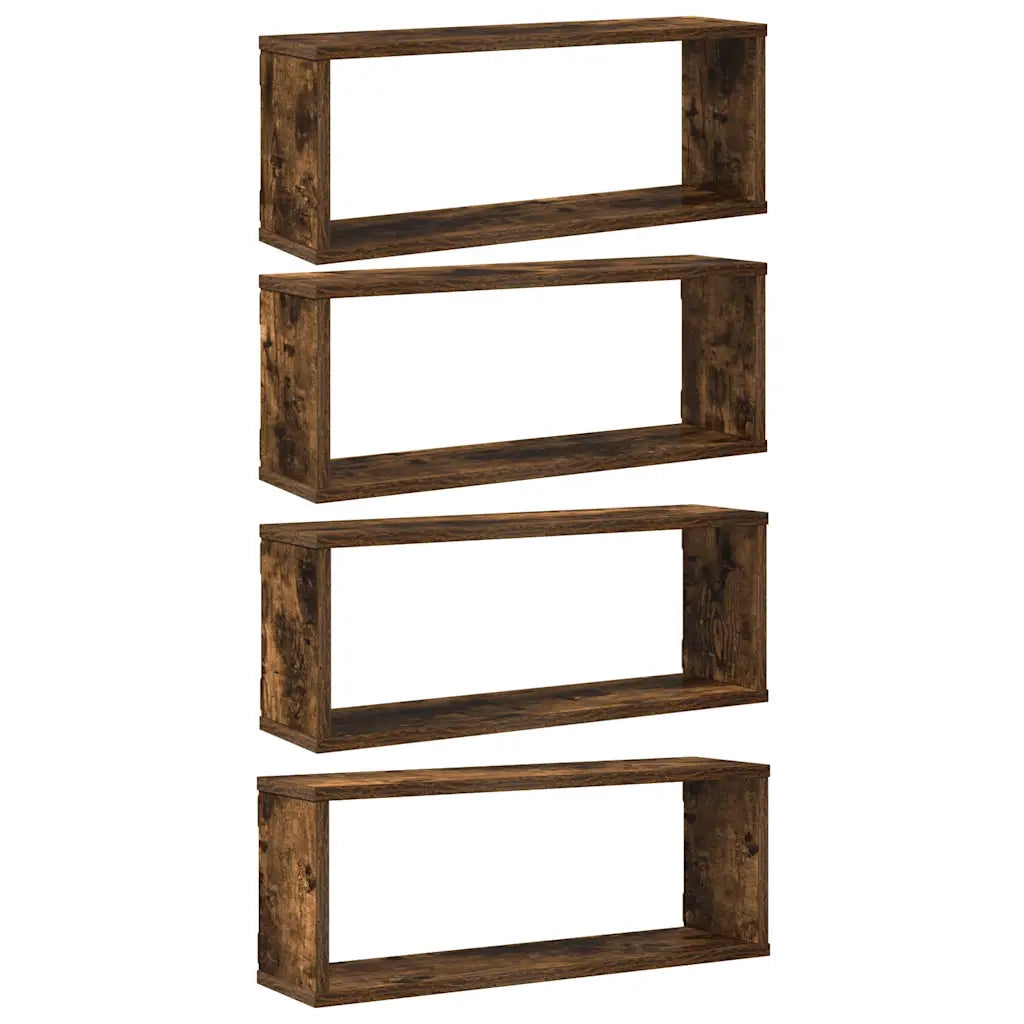Mensole Cubo Parete 4 pz Rovere Fumo 60x15x23 Legno Multistrato cod mxl 54199