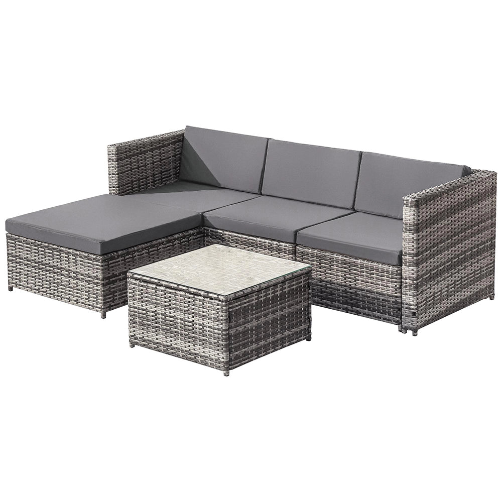 Set giardino - Xylo - angolare resinato con cuscini e vetro grigio