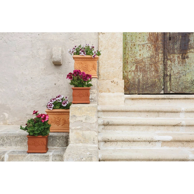 Vaso quadrato decorativo classico tradizionale 35x35 H29 in polimero resistente terracotta per piante per giardini e terrazze - Made in Italy