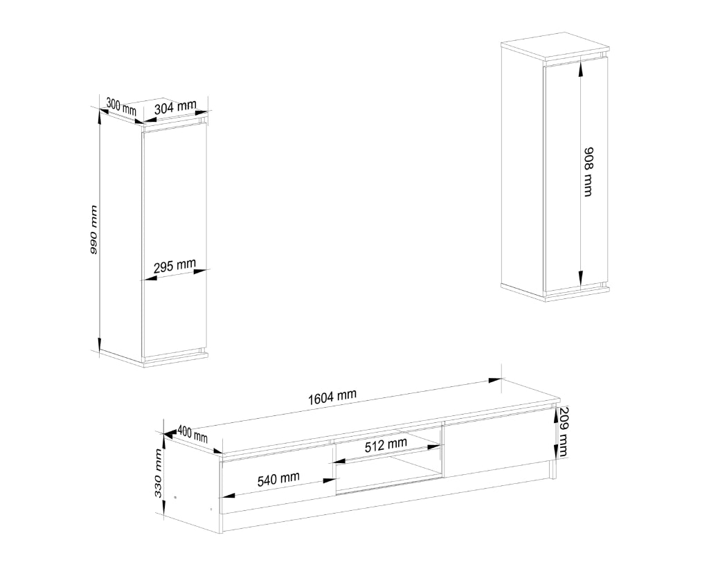 Mobile TV AKORD Sonoma Quercia 240 cm 4 ante 240x40x140 cm