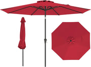 Ombrellone da Giardino, Diametro 290 cm, Ombrello da Spiaggia con Manovella e Inclinazione Regolabile, Ideale per Spiaggia, Balcone, Giardino (Rosso)