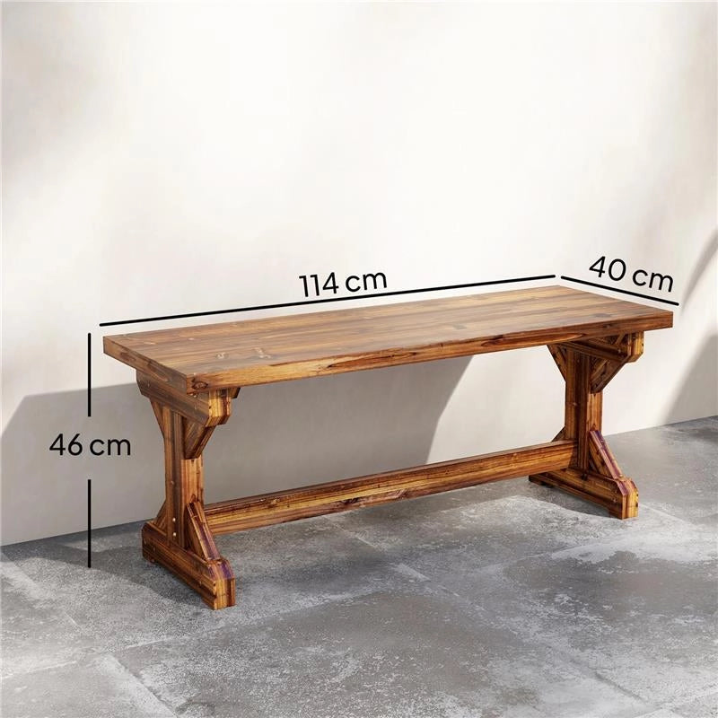 PANCA DA GIARDINO 2 POSTI IN LEGNO DI ABETE SENZA SCHIENALE IN STILE RUSTICO, 114LX40PX46A CM