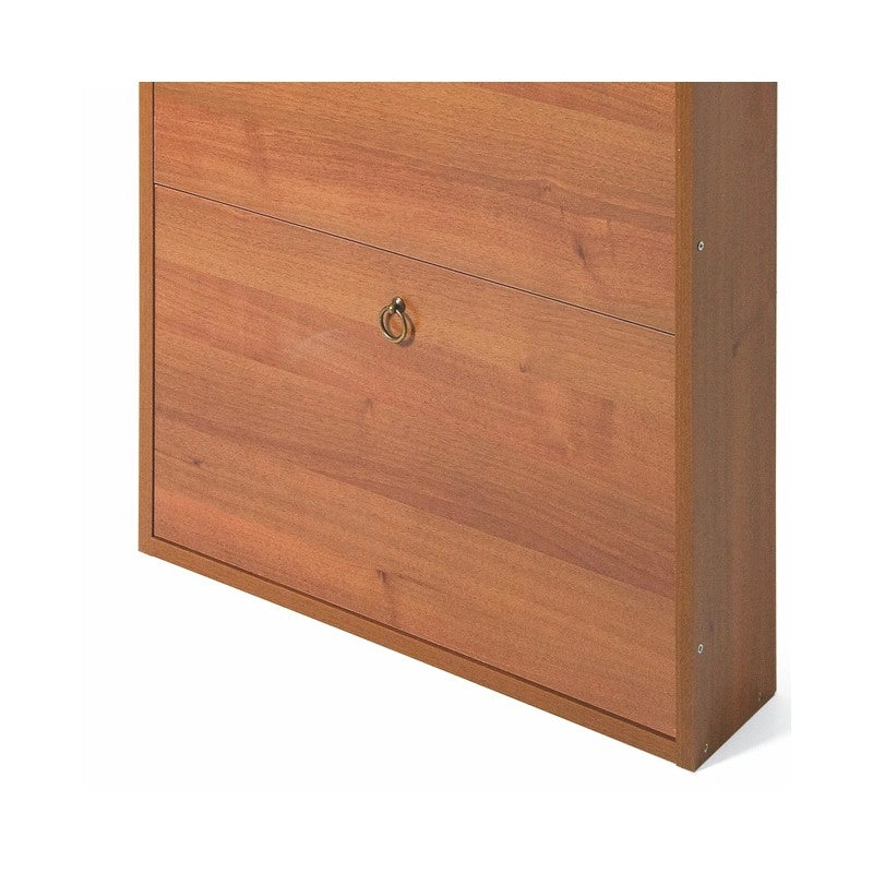 Scarpiera Slim Noce Antico in legno nobilitato 3 ribalte cm 108x65x15