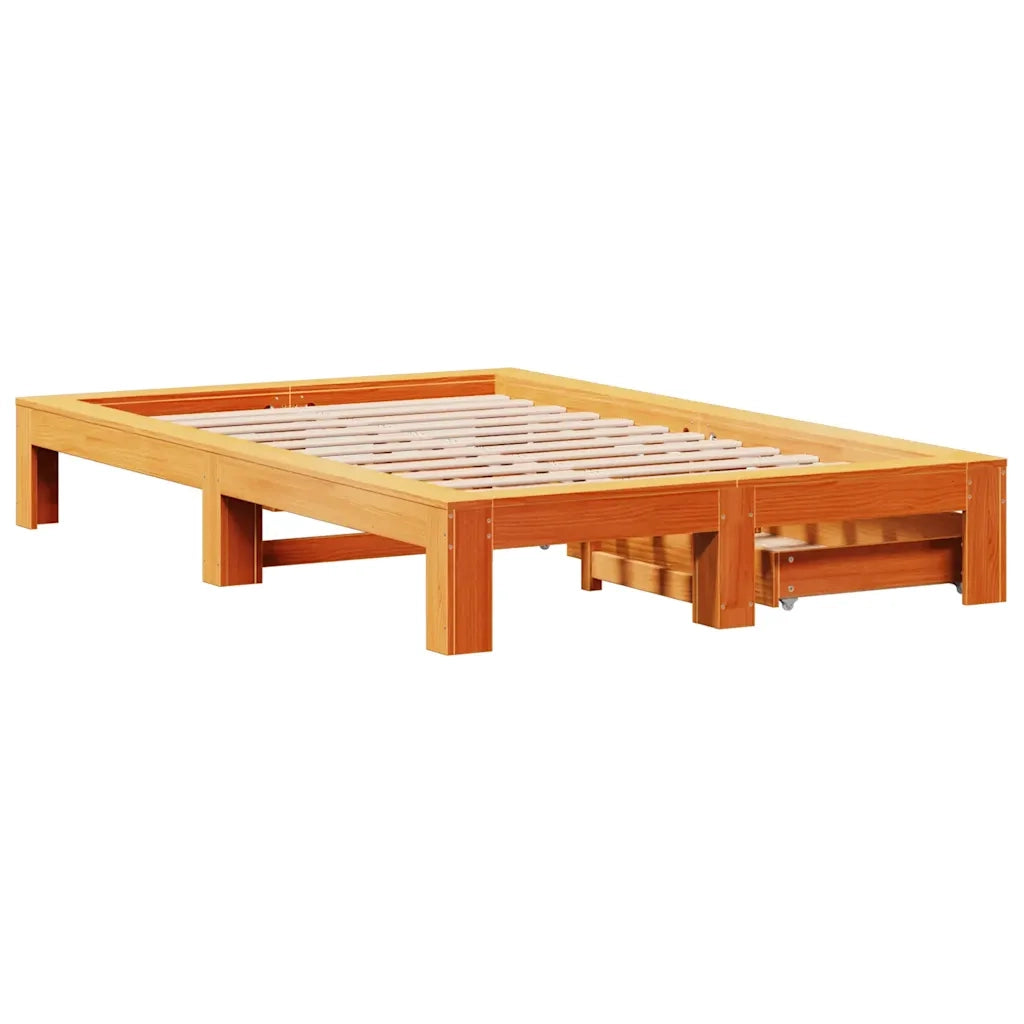 Giroletto senza Materasso Marrone Cera 135x190 cm Legno di Pino 3309016