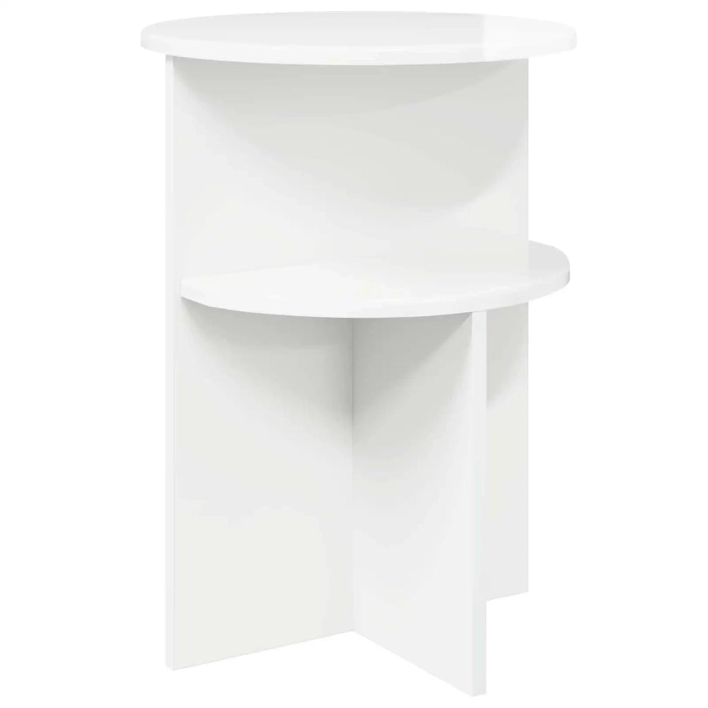 Tavolo laterale con archiviazione Bianco Lucido Ø 39,5 x 55 cm 8001023