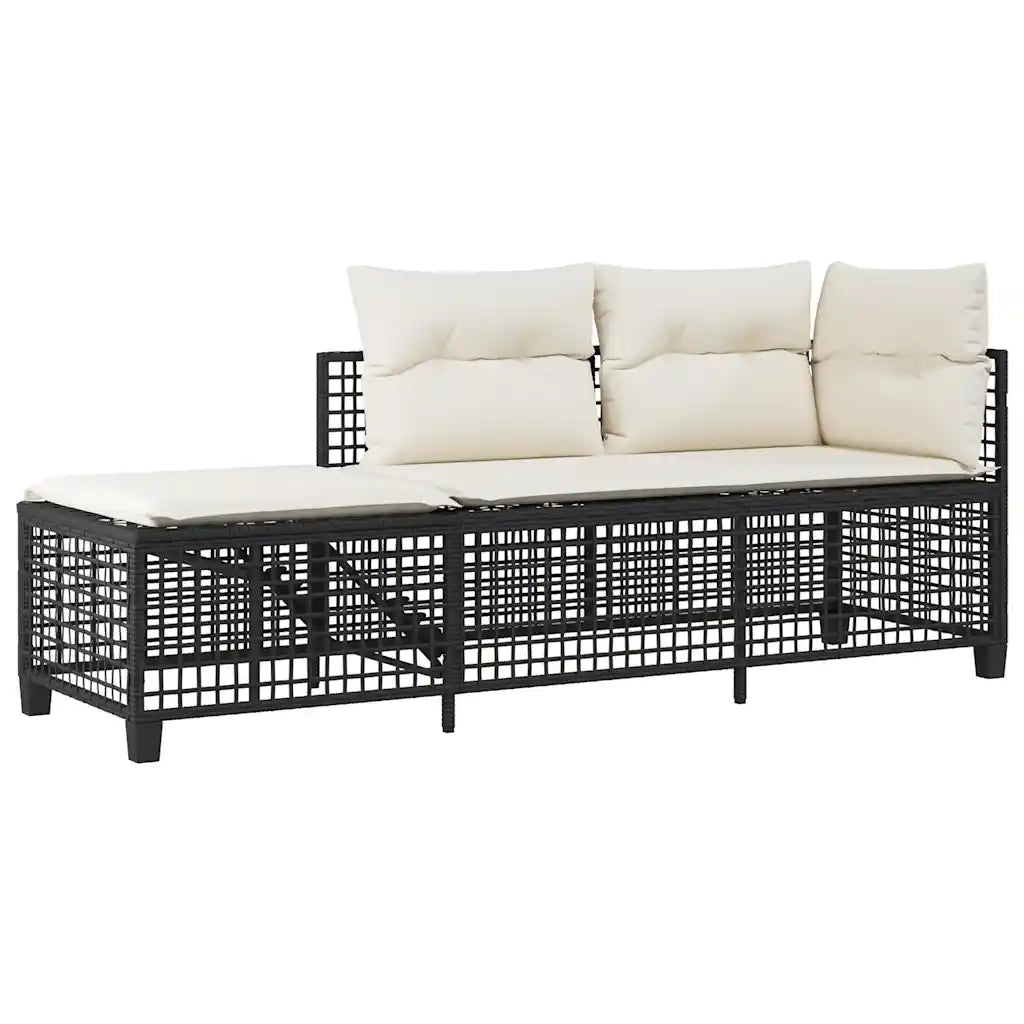Set Divani ad Angolo 3 pz con Cuscini in Polyrattan Nero 365443