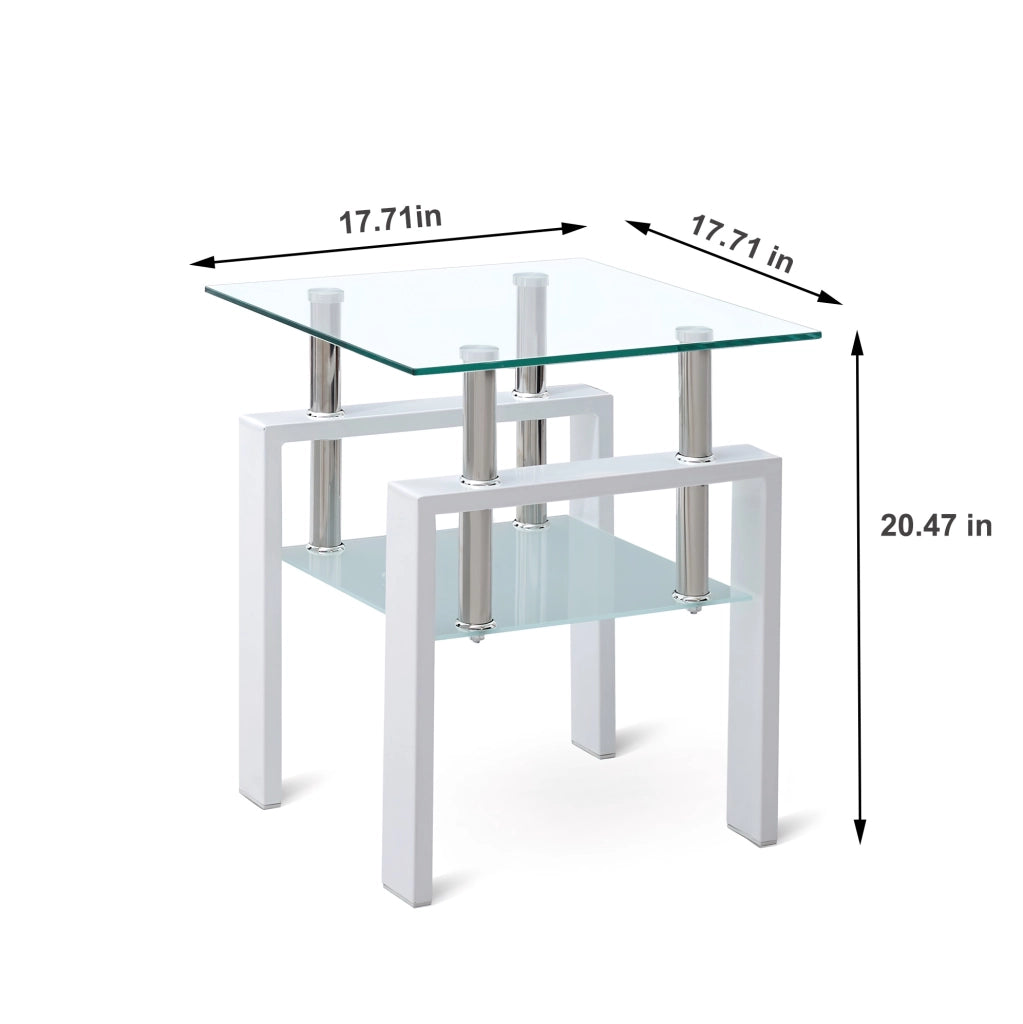 Tavolino quadrato in vetro temperato trasparente