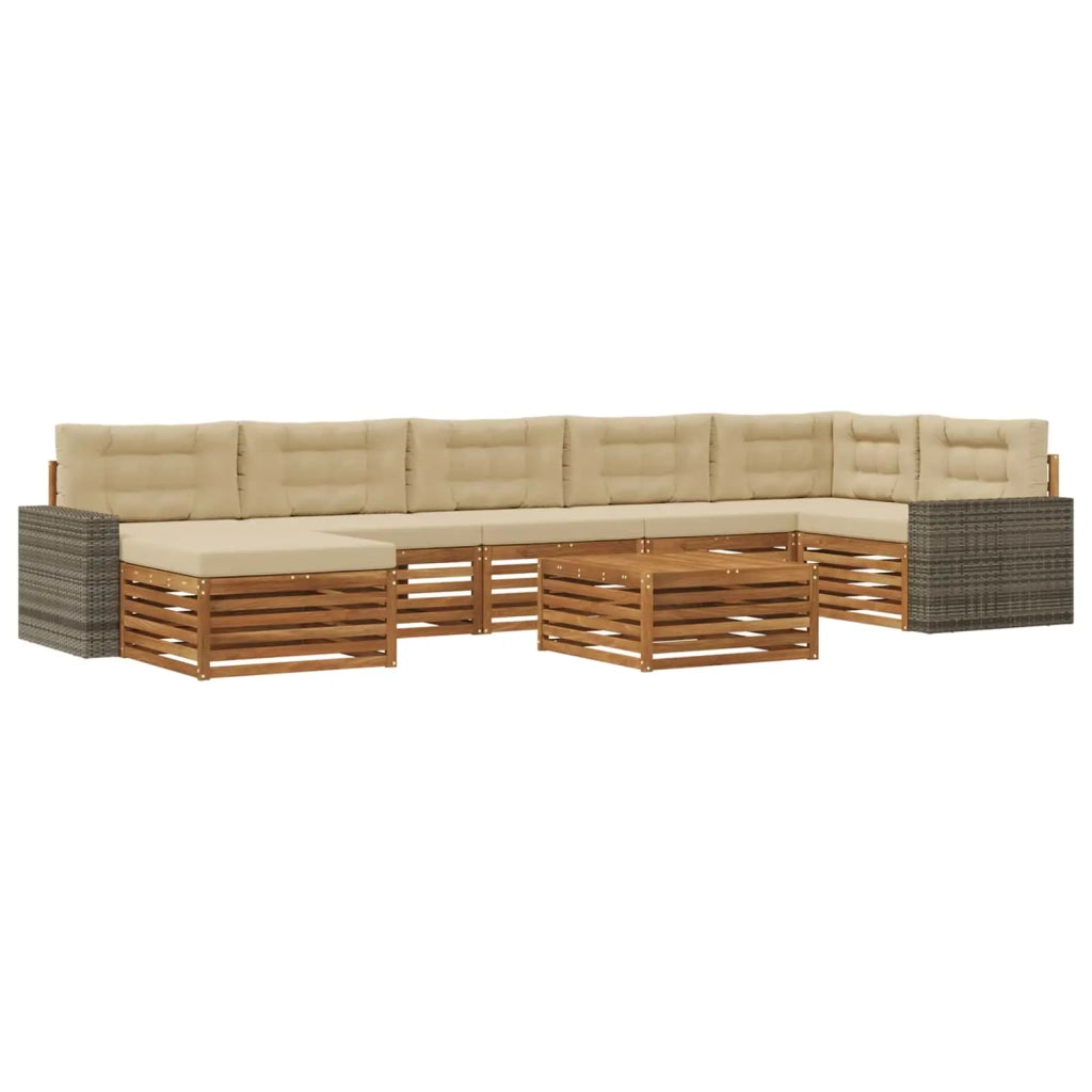 Set di divani da esterno 8 pz Naturale e Beige 3383671