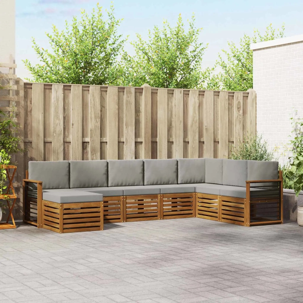Set divano sezionale con cuscino 8 pcs Grigio Naturale e Chiaro 3375301