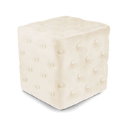 Pouf poggiapiedi quadrato, pouf divano in velluto beige - Otto - PO11OT