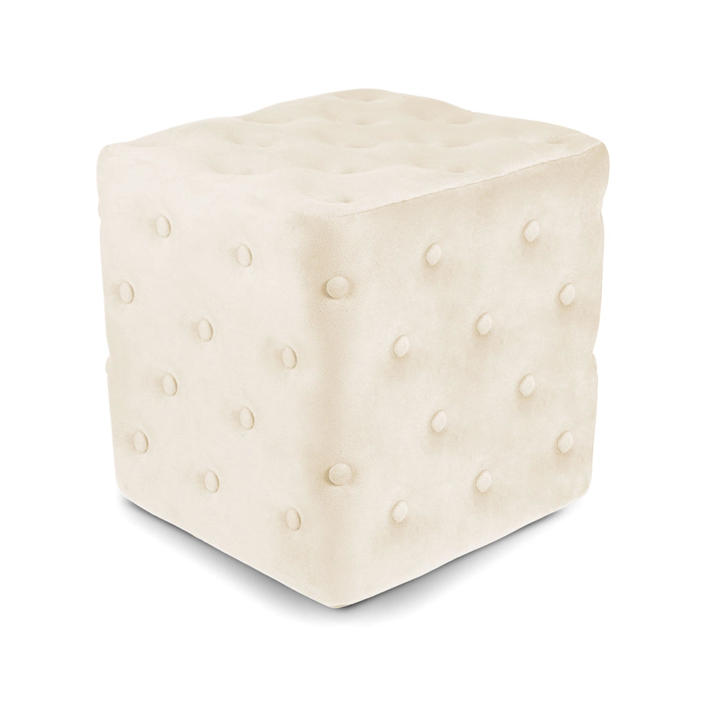 Pouf poggiapiedi quadrato, pouf divano in velluto beige - Otto - PO11OT