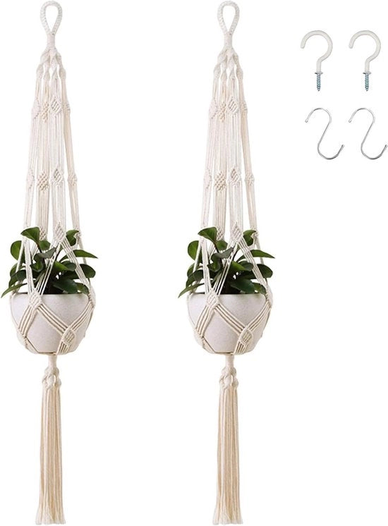 Due pezzi di gronda 105 cm gronda per piante in cotone corda gronda per piante appesa vaso beige vaso per piante portapianta per fiori per interni esterni balcone muro decorazione boho