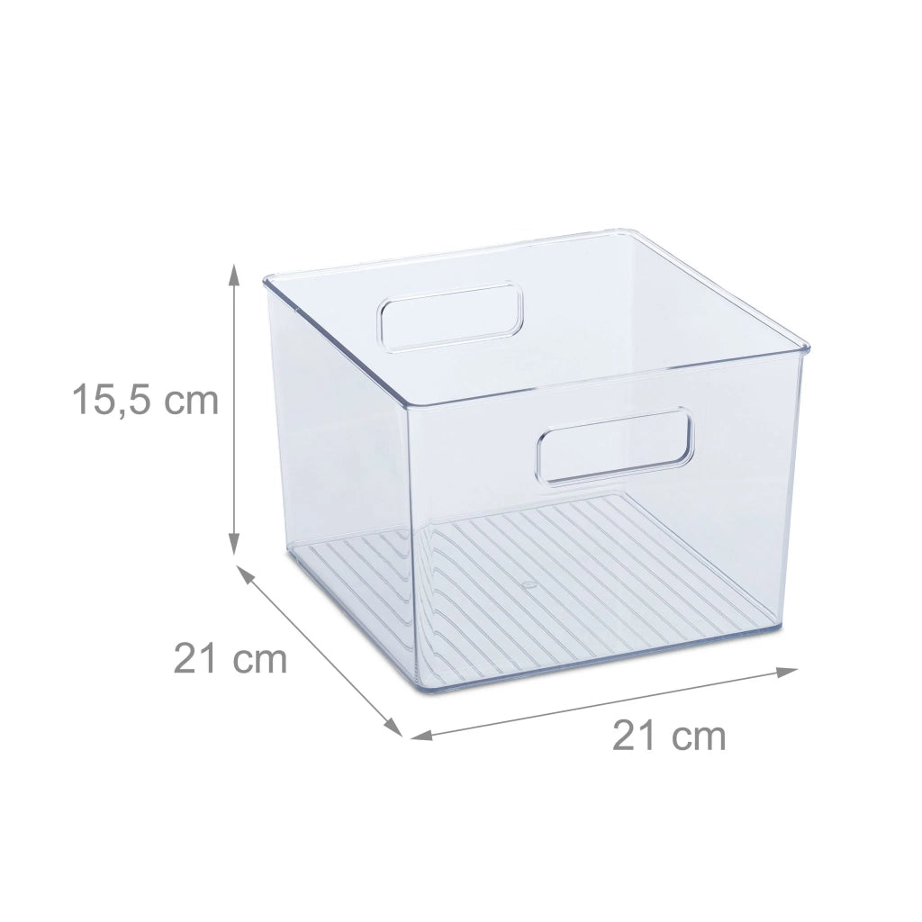 Pratico organizer per frigorifero con maniglie 15,5 x 21 x 21 cm conservazione visibile design moderno in plastica trasparente 13_0012072