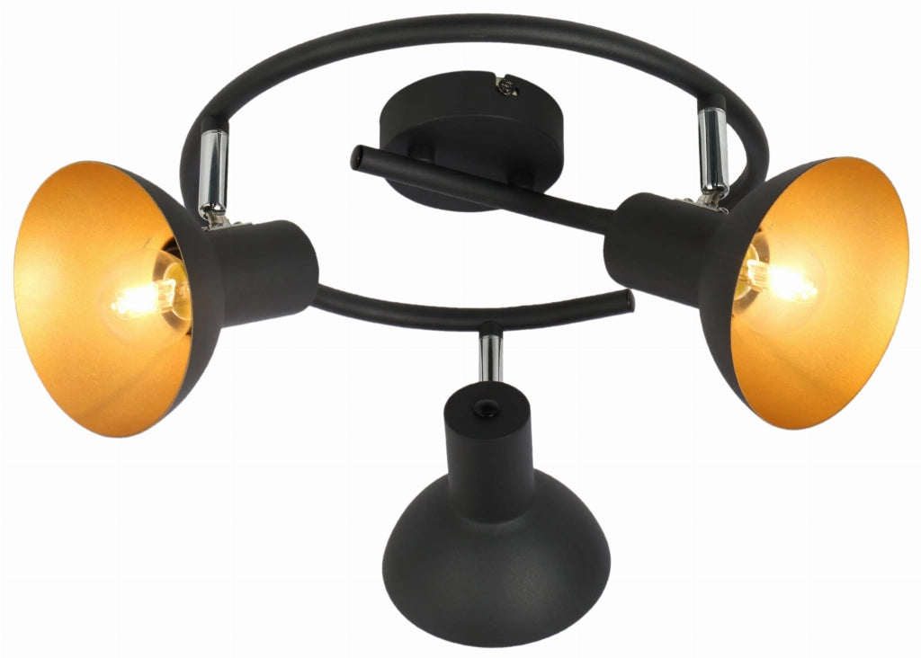 Candellux DISO plafoniera nera oro in metallo 3xE27