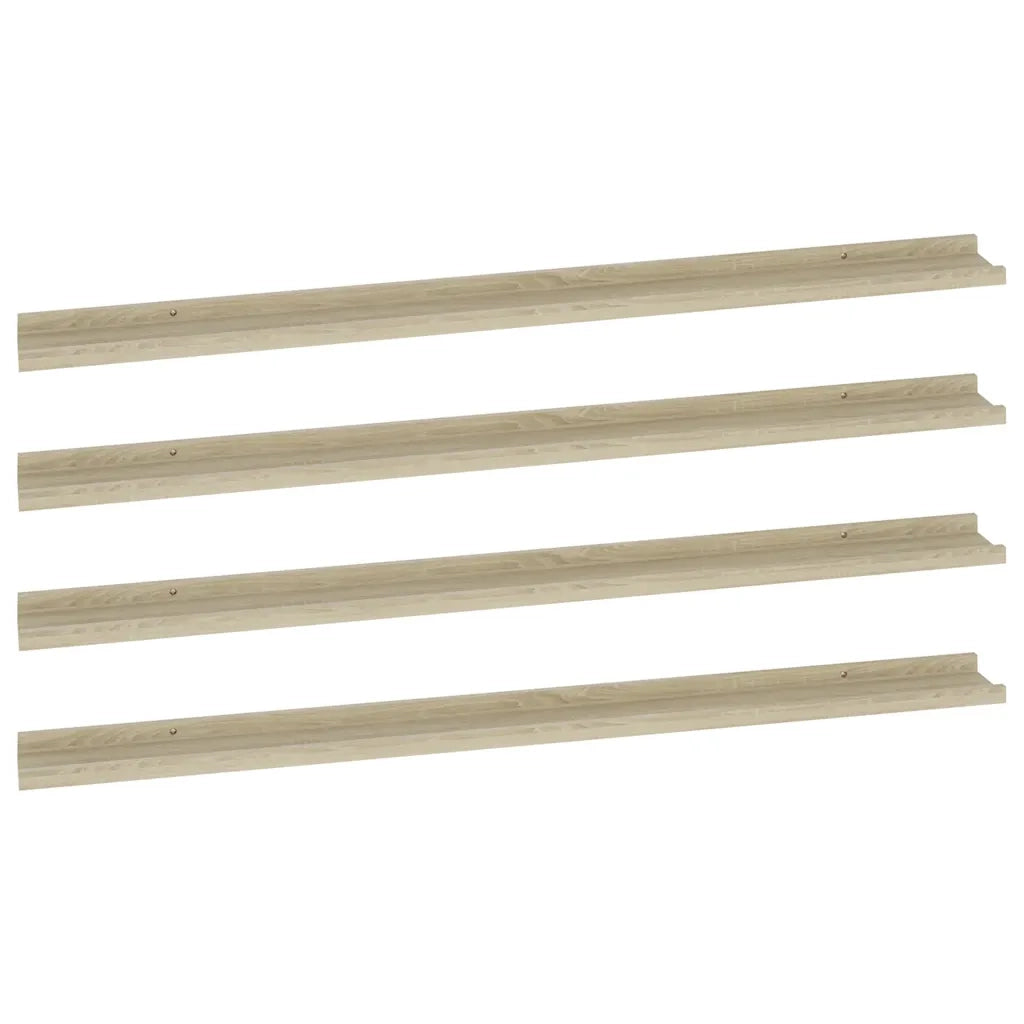 4 pz Mensole da Parete | Scaffali a Parete | Ripiano a parete Rovere Sonoma 115x9x3 cm