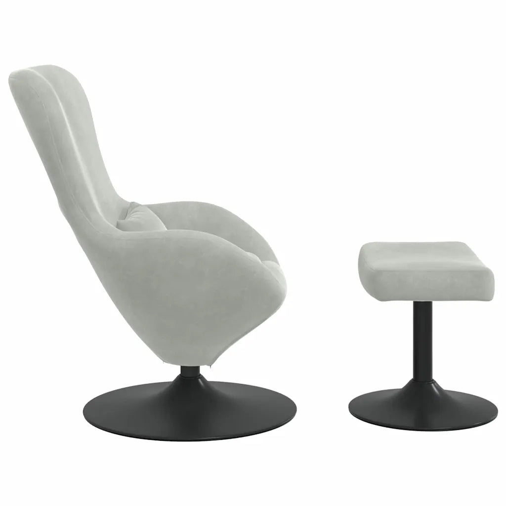 Sedia Egg con Pouf Grigio chiaro Velluto 42002744
