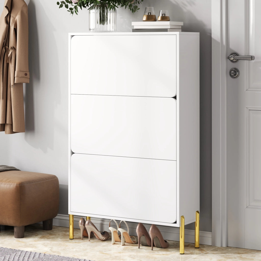 SCARPIERA 73x24x120 cm Bianca in MDF con 3 ante