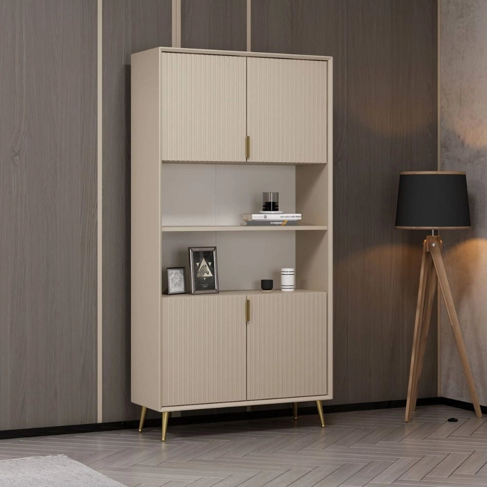 Credenza alta Kale effetto cannettato cashmere 90x35x180H – Eleganza Verticale