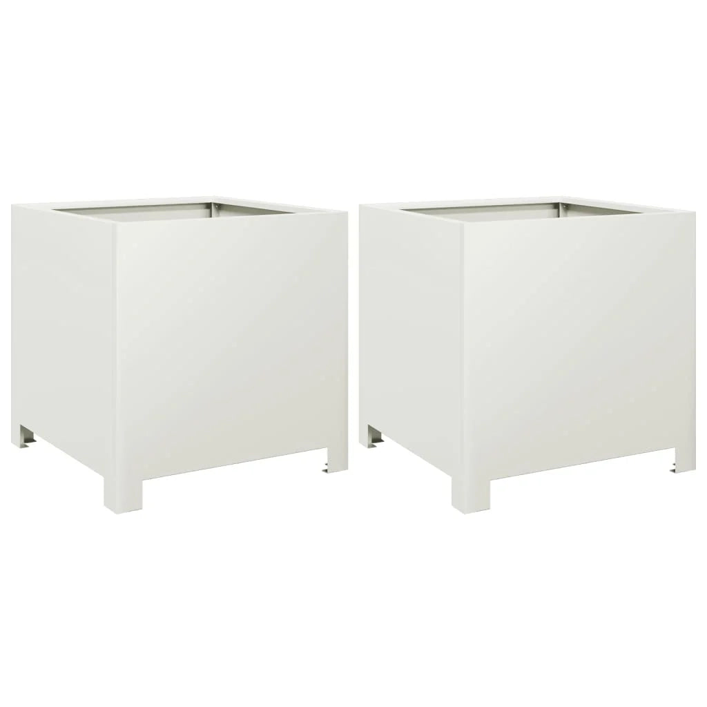 Fioriera rialzata per piante fiori giardino terrazze set da 2 40 x 40 x 40 cm acciaio bianco 02_0038950