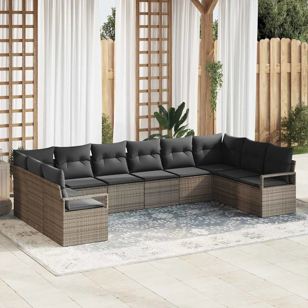 Set di divani con cuscino 10 pcs Grigio polyrattan 3346559