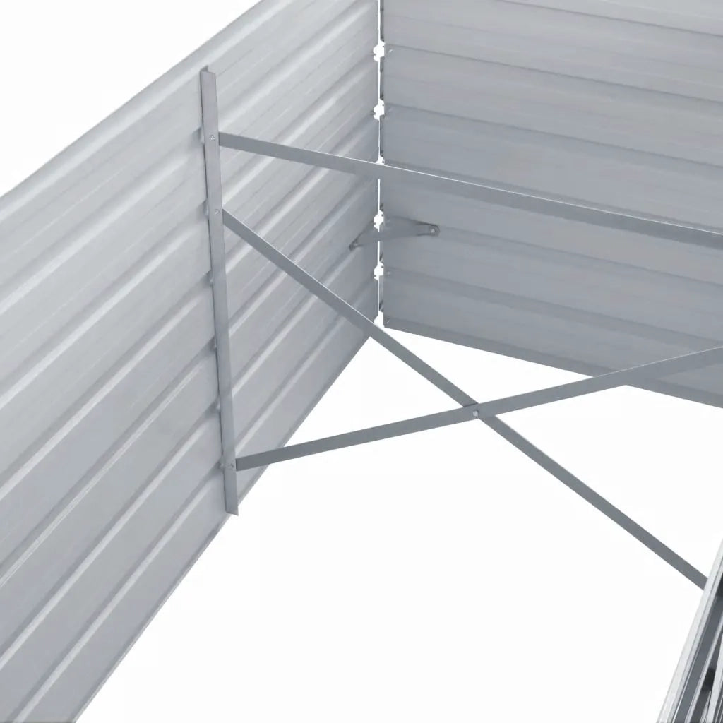 Letto Rialzato Giardino in Acciaio Zincato 320x80x77 cm Grigio