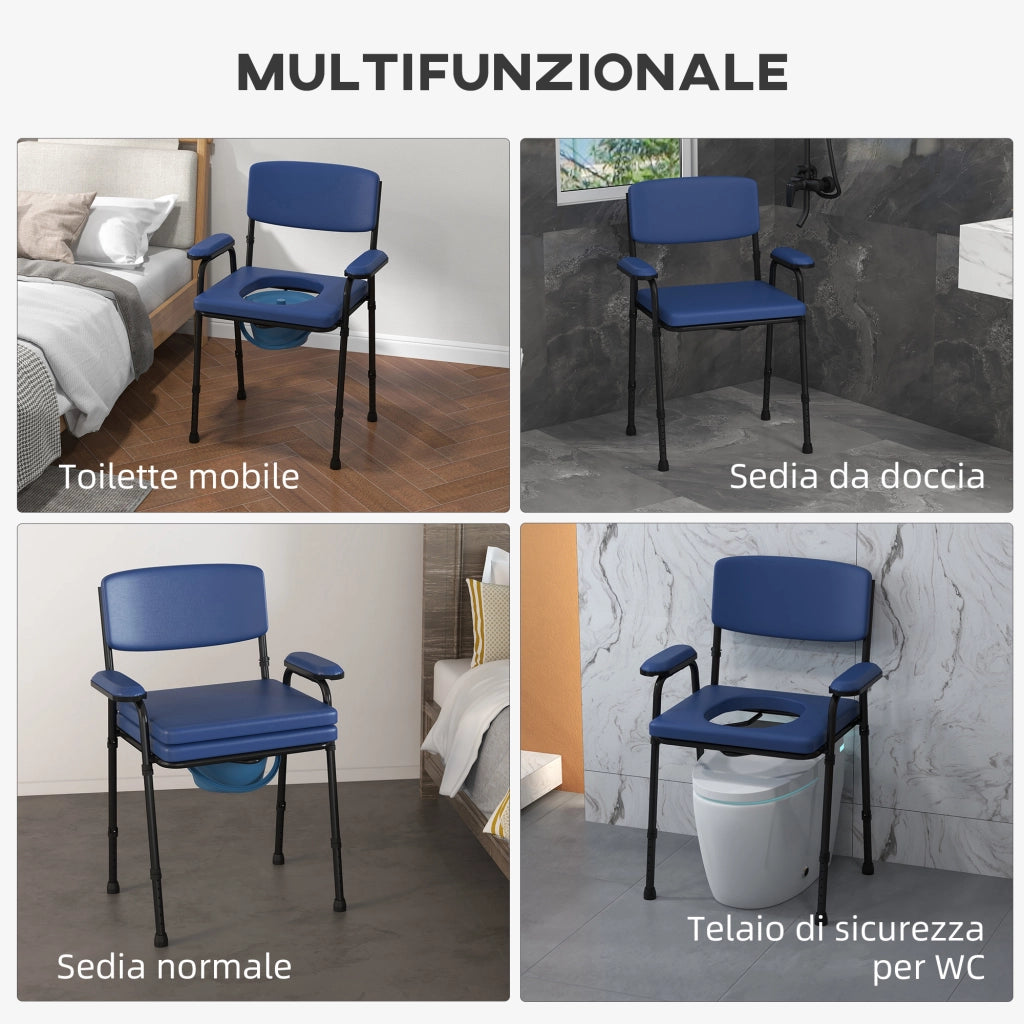 Sedia da bagno regolabile con secchio rimovibile ¨C zephmum ¨C blu