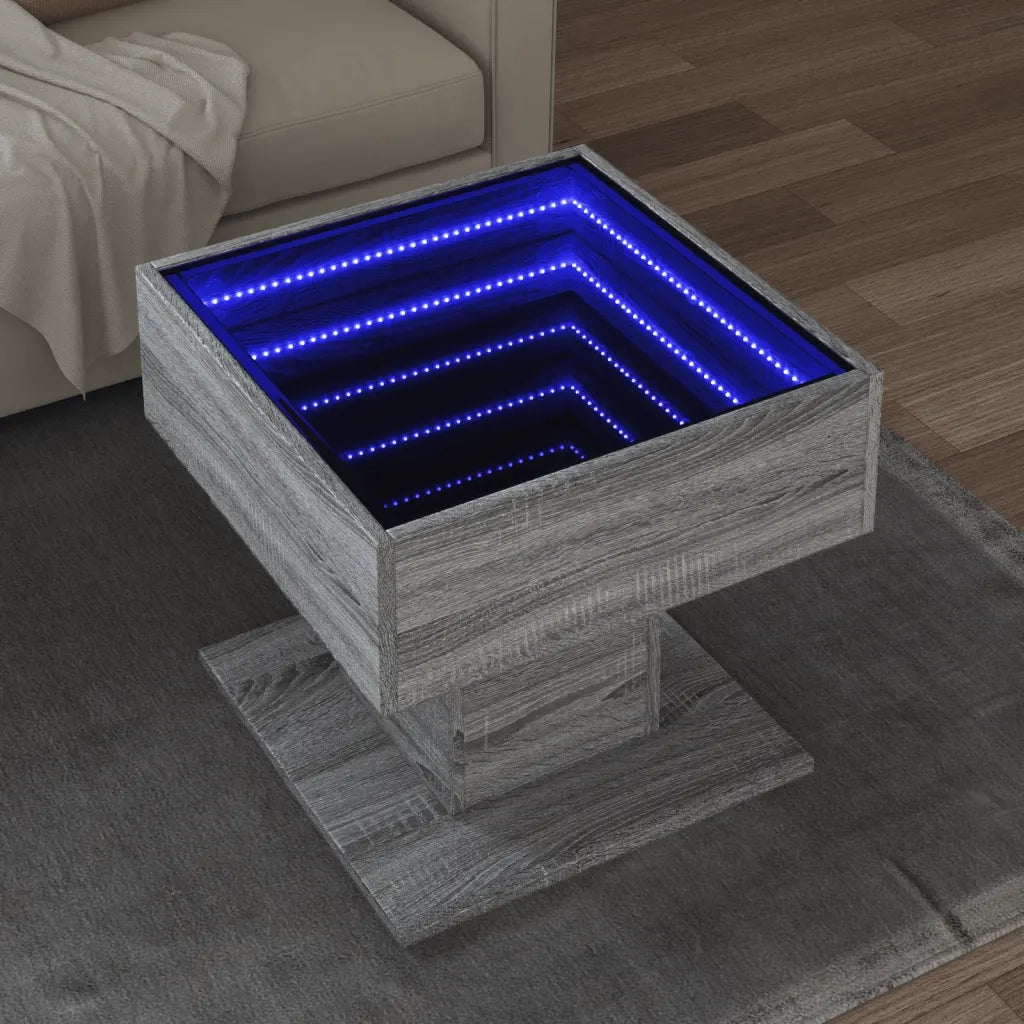 Tavolino Salotto con LED Grigio Sonoma 50x50x45 cm Multistrato 847530