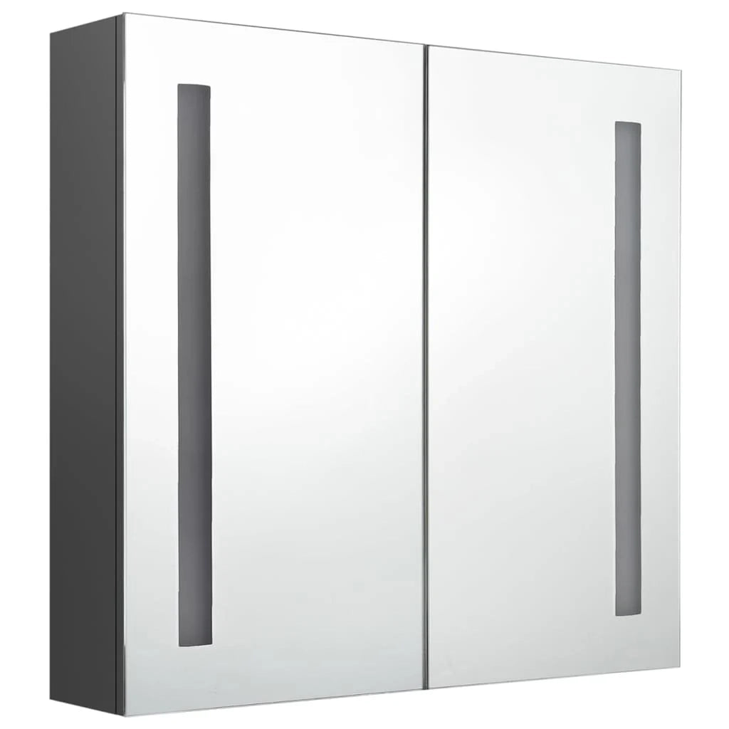 Mobiletto da bagno con specchio LED 62 x 14 x 60 cm grigio 02_0006598