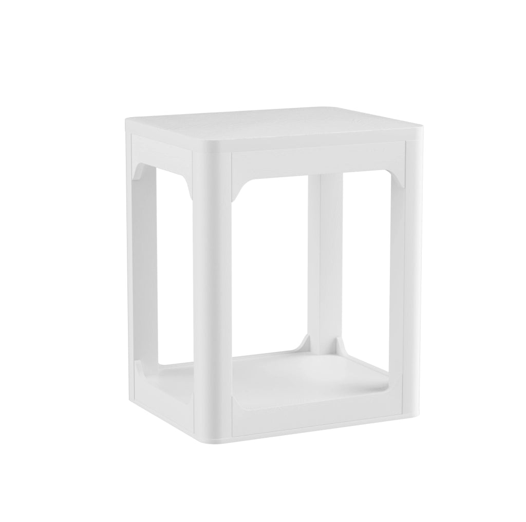 Set di 2 tavolini con ripiano doppio in MDF bianco