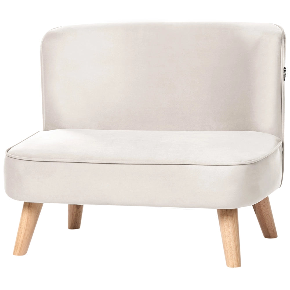 Divano per bambini rivestito in velluto senza braccioli beige per bambini piccoli stile moderno